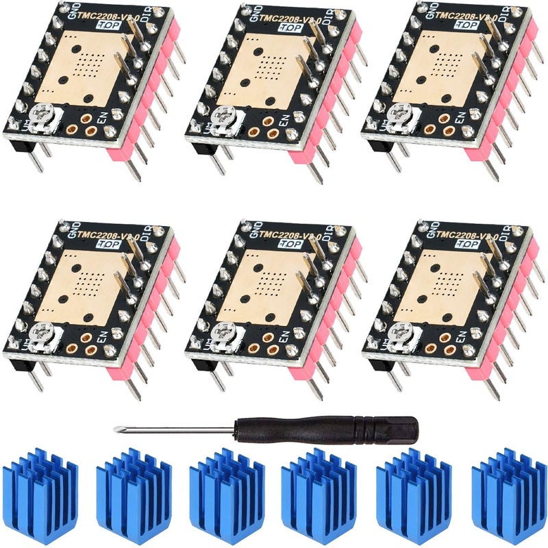 DKARDU 6 pcs TMC2208 V3.0 Stepper Motor Driver Module UART Mode Mute Driver with Heat Sink Screwdriver for BTT Octopus SKR V1.4 Turbo Manta M4P/8P 3D Printer Motherboard - Image 1